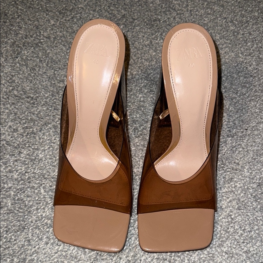 Zara Women's Brown Heeled Mules